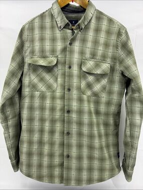 Roark Revival Mens Olive Green Plaid Long Sleeved Button-Down Shirt, sz M
